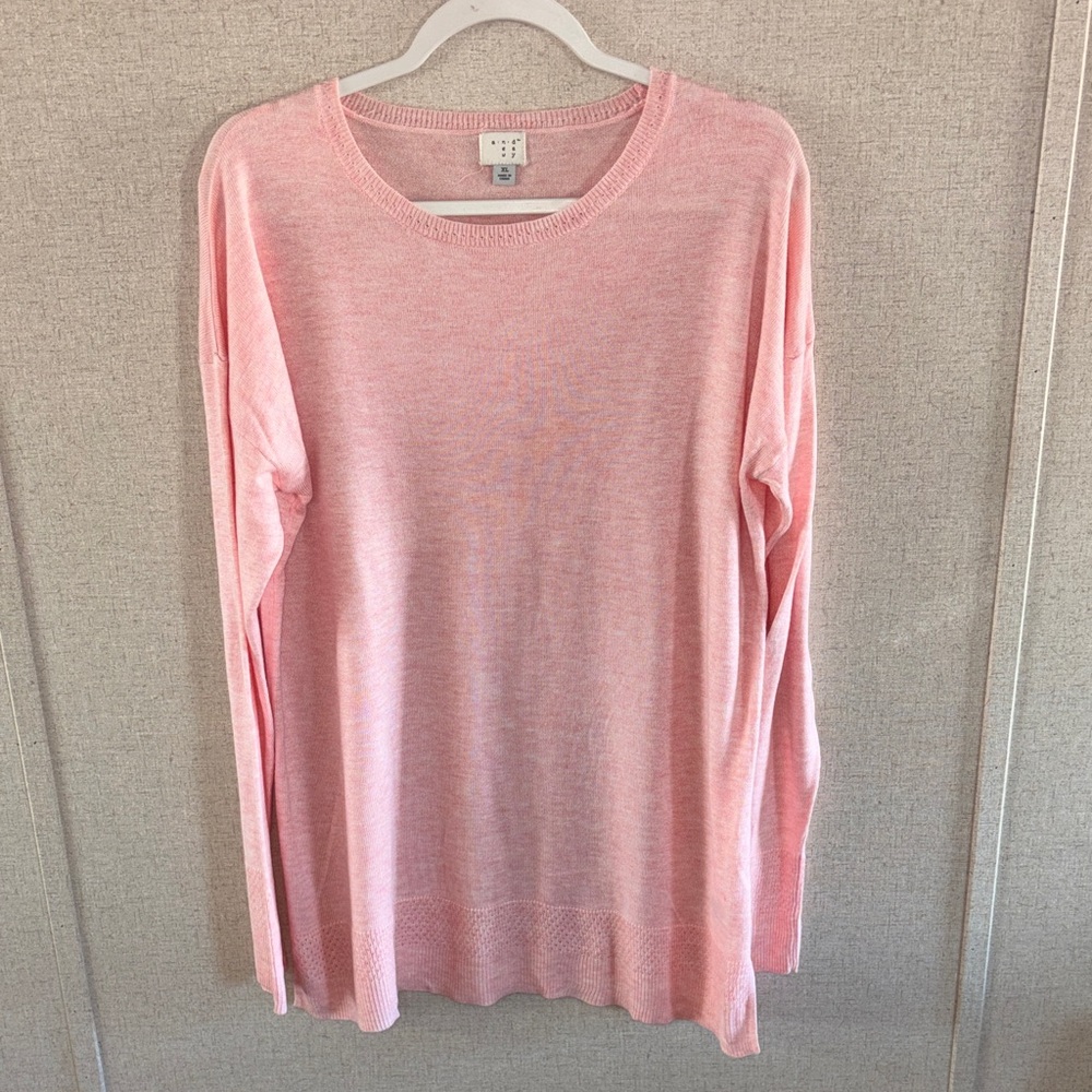 A New Day Pink Lightweight Knit Sweater XL Oversized Crewneck Soft Casual